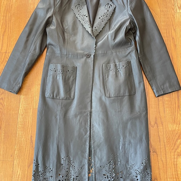 Newport News Black Leather Jacket with Cut-Out Details - Picture 1 of 8